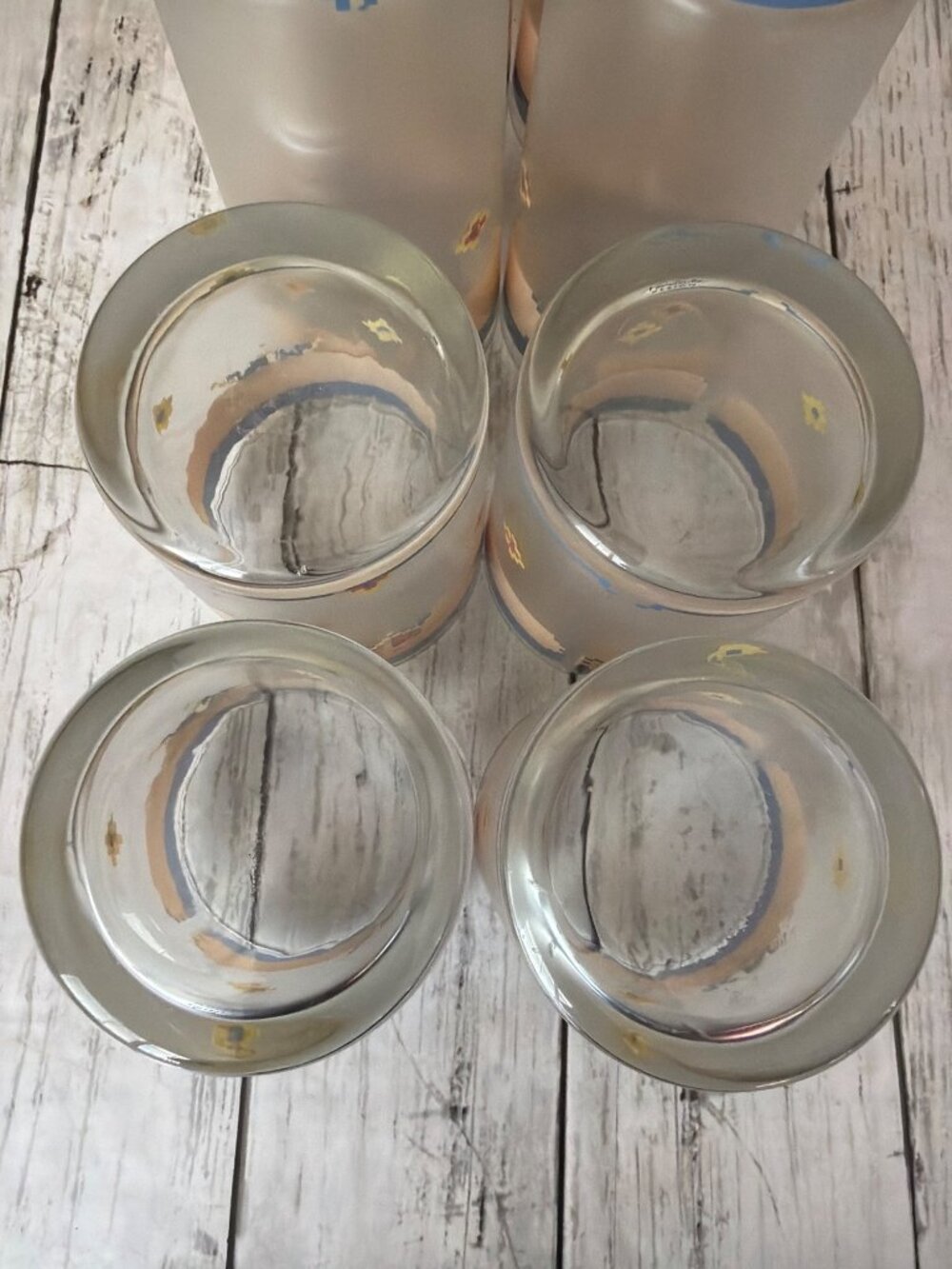 Vintage Noritake Arizona Frosted Glass Tumblers Set of 8 Southwest Santa Fe Azte - Picture 5 of 14